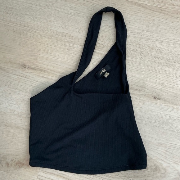 AFRM Trendy Black One-Shoulder Crop Top XS - Picture 1 of 3